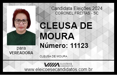 Candidato CLEUSA DE MOURA 2024 - CORONEL FREITAS - Eleições