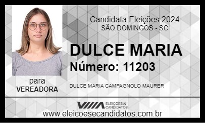 Candidato DULCE MARIA 2024 - SÃO DOMINGOS - Eleições