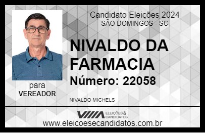 Candidato NIVALDO DA FARMACIA 2024 - SÃO DOMINGOS - Eleições