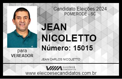 Candidato JEAN NICOLETTO 2024 - POMERODE - Eleições