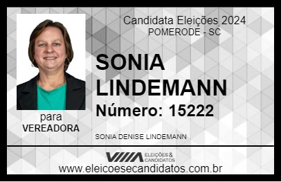 Candidato SONIA LINDEMANN 2024 - POMERODE - Eleições