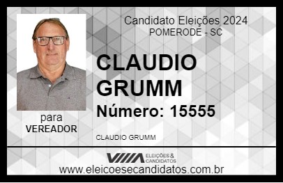 Candidato CLAUDIO GRUMM 2024 - POMERODE - Eleições