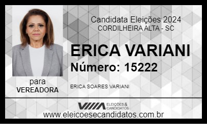 Candidato ERICA VARIANI 2024 - CORDILHEIRA ALTA - Eleições