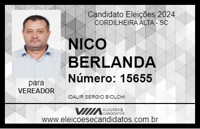 Candidato NICO BERLANDA 2024 - CORDILHEIRA ALTA - Eleições