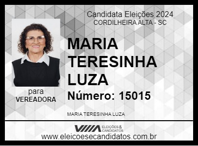 Candidato MARIA TERESINHA LUZA 2024 - CORDILHEIRA ALTA - Eleições