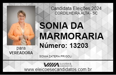 Candidato SONIA DA MARMORARIA  2024 - CORDILHEIRA ALTA - Eleições