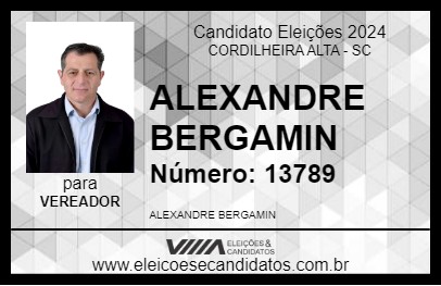 Candidato ALEXANDRE BERGAMIN 2024 - CORDILHEIRA ALTA - Eleições