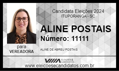 Candidato ALINE POSTAIS 2024 - ITUPORANGA - Eleições