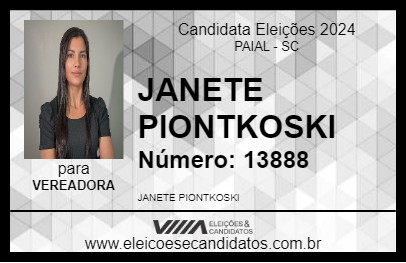 Candidato JANETE PIONTKOSKI 2024 - PAIAL - Eleições