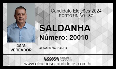 Candidato SALDANHA 2024 - PORTO UNIÃO - Eleições