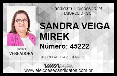 Candidato SANDRA VEIGA MIREK 2024 - ITAIÓPOLIS - Eleições