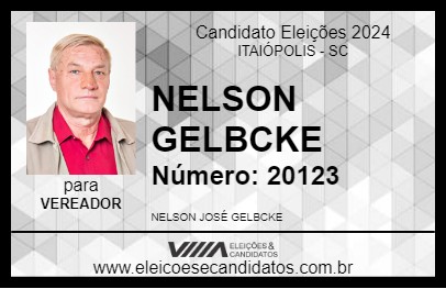 Candidato NELSON GELBCKE 2024 - ITAIÓPOLIS - Eleições