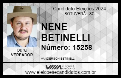 Candidato NENE BETINELLI 2024 - BOTUVERÁ - Eleições