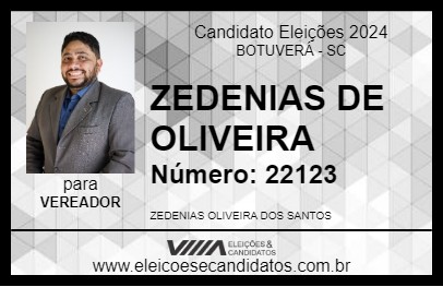 Candidato ZEDENIAS DE OLIVEIRA 2024 - BOTUVERÁ - Eleições