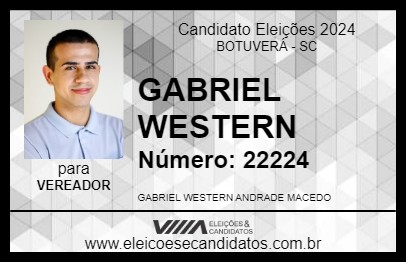 Candidato GABRIEL WESTERN 2024 - BOTUVERÁ - Eleições