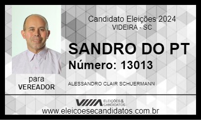 Candidato SANDRO DO PT 2024 - VIDEIRA - Eleições