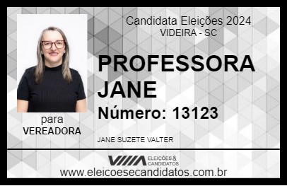 Candidato PROFESSORA JANE 2024 - VIDEIRA - Eleições