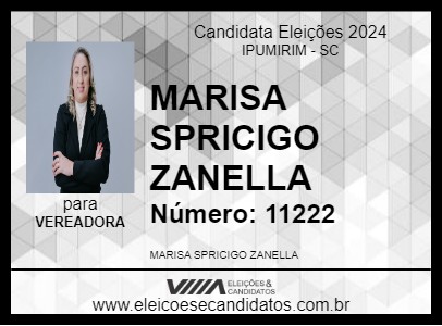 Candidato MARISA ZANELLA SPRICIGO 2024 - IPUMIRIM - Eleições