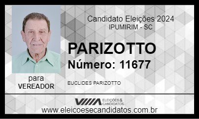 Candidato PARIZOTTO 2024 - IPUMIRIM - Eleições