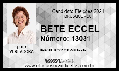 Candidato BETE ECCEL 2024 - BRUSQUE - Eleições