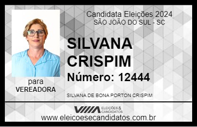 Candidato SILVANA CRISPIM 2024 - SÃO JOÃO DO SUL - Eleições