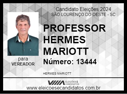 Candidato PROFESSOR HERMES MARIOTT 2024 - SÃO LOURENÇO DO OESTE - Eleições