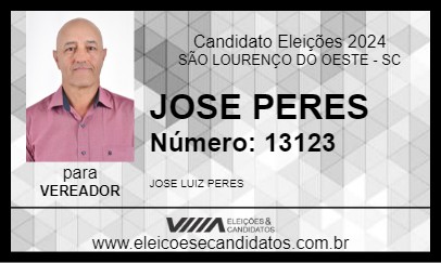 Candidato JOSE PERES 2024 - SÃO LOURENÇO DO OESTE - Eleições