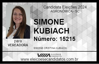 Candidato SIMONE KUBIACH 2024 - AGRONÔMICA - Eleições