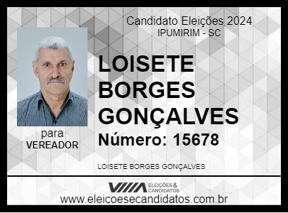 Candidato LOISETE BORGES GONÇALVES 2024 - IPUMIRIM - Eleições