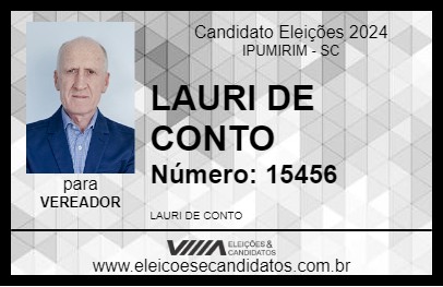 Candidato LAURI DE CONTO 2024 - IPUMIRIM - Eleições