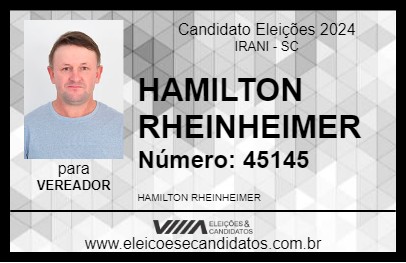 Candidato HAMILTON RHEINHEIMER 2024 - IRANI - Eleições