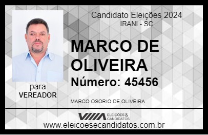 Candidato MARCO DE OLIVEIRA 2024 - IRANI - Eleições