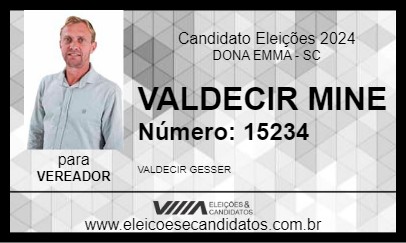 Candidato VALDECIR MINE 2024 - DONA EMMA - Eleições