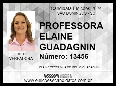 Candidato PROFESSORA ELAINE GUADAGNIN 2024 - SÃO DOMINGOS - Eleições