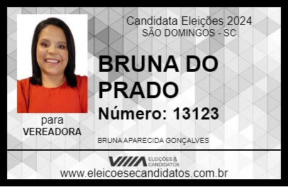 Candidato BRUNA DO PRADO 2024 - SÃO DOMINGOS - Eleições