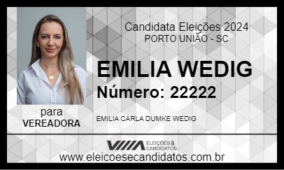 Candidato EMILIA WEDIG 2024 - PORTO UNIÃO - Eleições