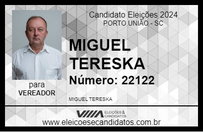 Candidato MIGUEL TERESKA 2024 - PORTO UNIÃO - Eleições