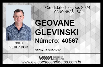 Candidato GEOVANE GLEVINSKI 2024 - CANOINHAS - Eleições