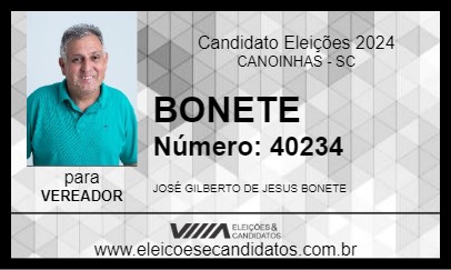 Candidato BONETE 2024 - CANOINHAS - Eleições