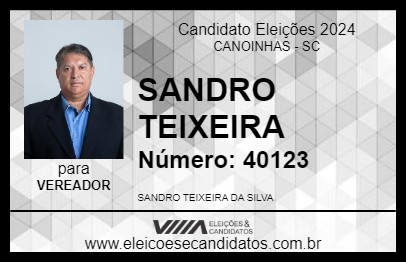 Candidato SANDRO TEIXEIRA 2024 - CANOINHAS - Eleições