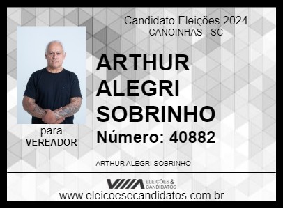 Candidato ARTHUR SEGURANÇA 2024 - CANOINHAS - Eleições