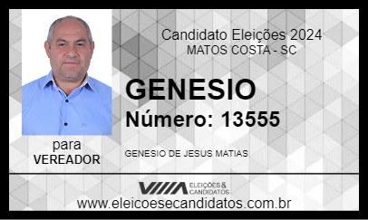 Candidato GENESIO 2024 - MATOS COSTA - Eleições