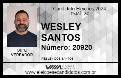 Candidato WESLEY SANTOS  2024 - ITAJAÍ - Eleições