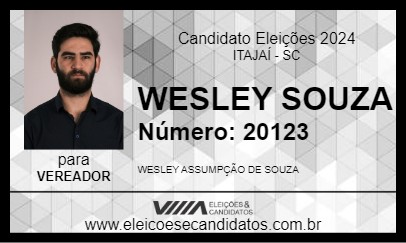 Candidato WESLEY SOUZA 2024 - ITAJAÍ - Eleições