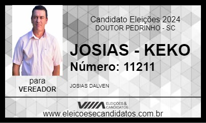 Candidato JOSIAS - KEKO 2024 - DOUTOR PEDRINHO - Eleições