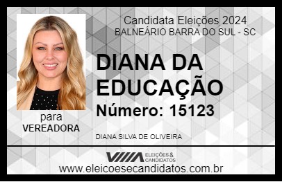 Candidato DIANA DA EDUCAÇÃO 2024 - BALNEÁRIO BARRA DO SUL - Eleições