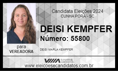 Candidato DEISI KEMPFER 2024 - CUNHA PORÃ - Eleições