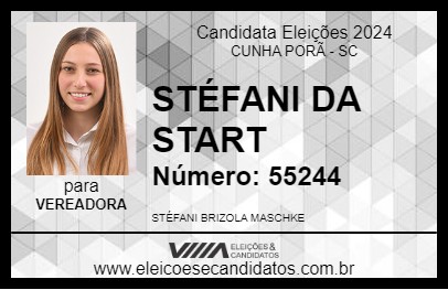 Candidato STÉFANI DA START 2024 - CUNHA PORÃ - Eleições