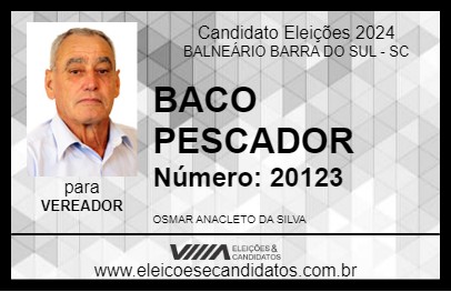 Candidato BACO PESCADOR 2024 - BALNEÁRIO BARRA DO SUL - Eleições