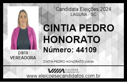 Candidato CINTIA PEDRO HONORATO 2024 - LAGUNA - Eleições